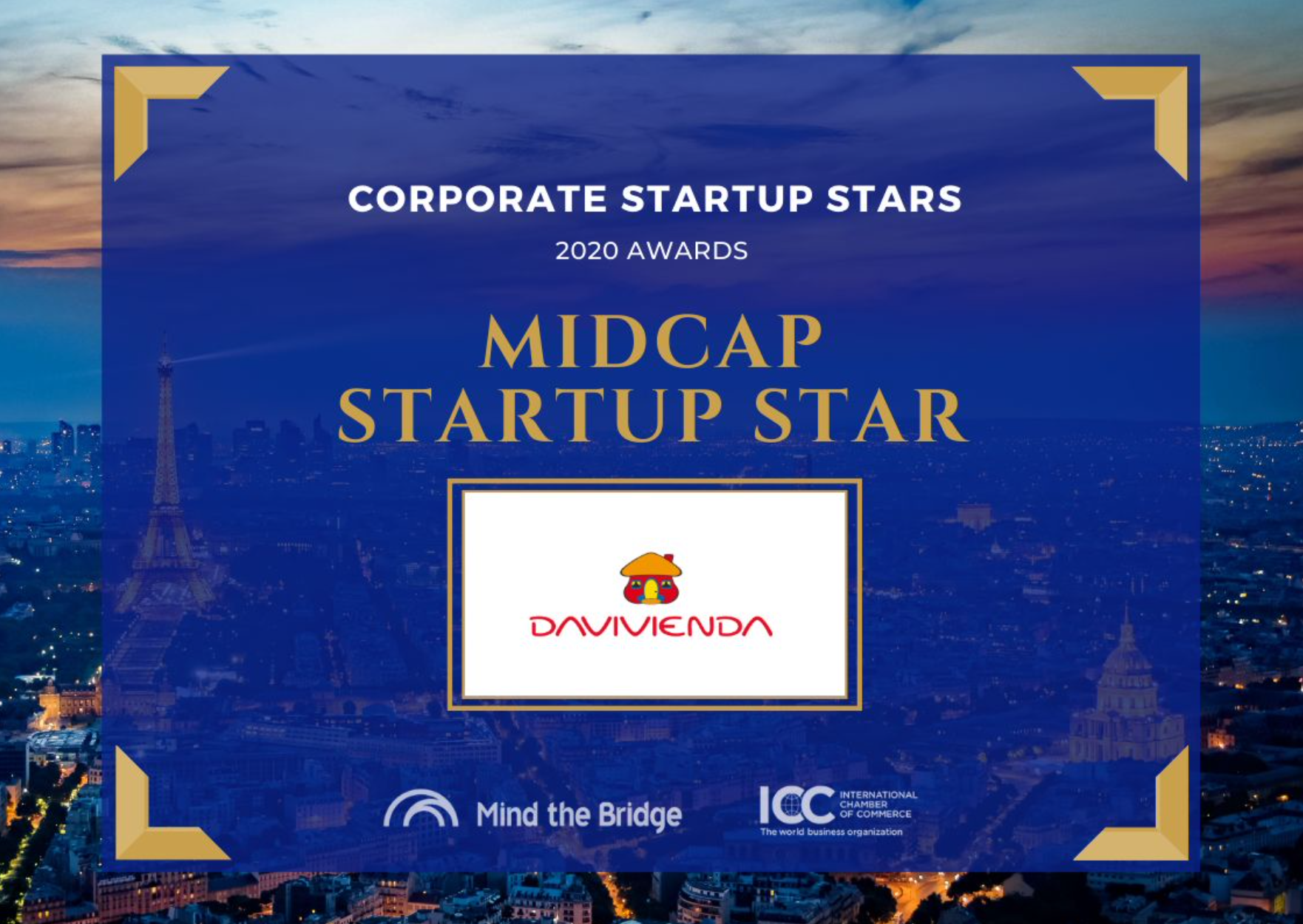 Davivienda y Grupo Bolívar reciben reconocimiento en los Corporate Startup Awards que premian a las empresas más innovadoras del mundo.